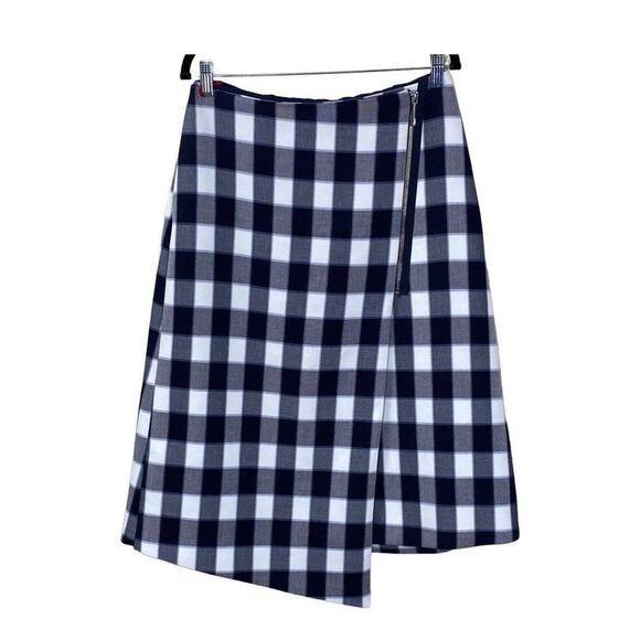 Boss Hugo Boss Women's Blue & White Plaid Print A-Line Mini Skirt Size 8